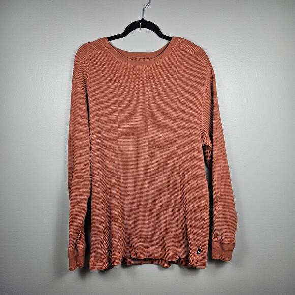 American Giant Waffle Knit Thermal Shirt Rust Orange Long Sleeve Men’s Large USA - Picture 1 of 7